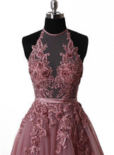 Sexy Prom Dresses Halter Appliques Lace-up Long Prom Dress Sexy Evening Dress JKL550