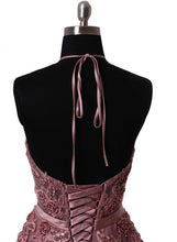 Sexy Prom Dresses Halter Appliques Lace-up Long Prom Dress Sexy Evening Dress JKL550