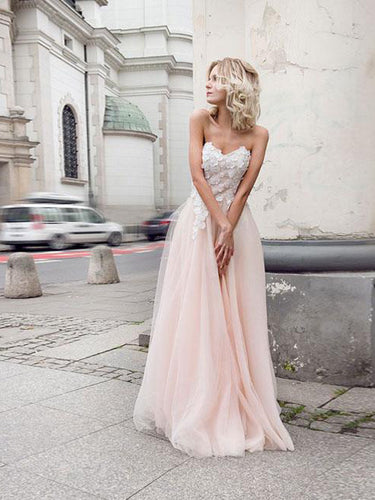 Chic Prom Dresses A line Sweetheart Floor Length Lace Long Prom Dress JKL564