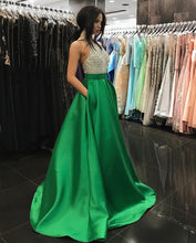 Sparkly Prom Dresses A-line Halter Rhinestone Long Simple Prom Dress Sexy Evening Dress JKL565