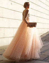 Sparkly Prom Dresses A-line Straps Beading Long Beautiful Prom Dress Sexy Evening Dress JKL572