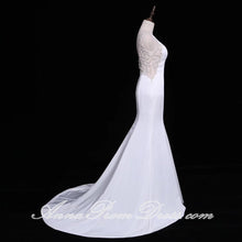 Mermaid Prom Dresses Scoop Beading Brush Train White Sexy Long Prom Dress JKL573