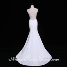 Mermaid Prom Dresses Scoop Beading Brush Train White Sexy Long Prom Dress JKL573