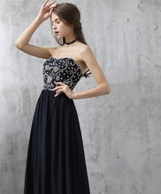 Simple Prom Dresses Sweetheart Floor-length Dark Navy Chiffon Sexy Prom Dress JKL575