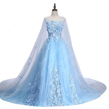 Beautiful Prom Dresses A Line Bateau Sweep Train Light Sky Blue Lace Prom Dress JKL587|Annapromdress
