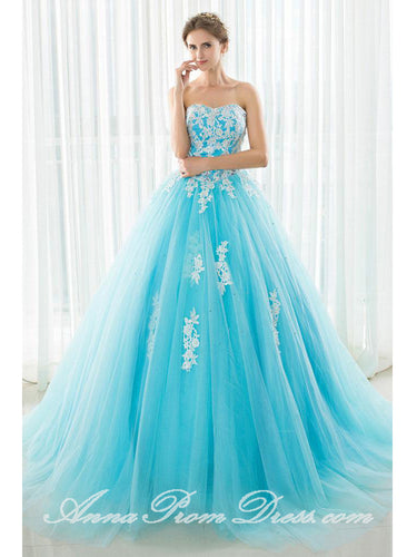 Long Prom Dresses Sweetheart Sweep Train Appliques Beautiful Prom Dress Sexy Evening Dress JKL588