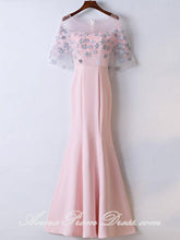 Mermaid Prom Dresses Scoop Trumpet Floor Length Pink Sexy Long Prom Dress JKL589