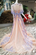 Luxury Prom Dresses V Neck Sweep Train Embroidery Long Prom Dress Sexy Evening Dress JKL590