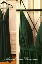 Dark Green Prom Dresses Spaghetti Straps Aline Ruffles Sexy Long Simple Prom Dress JKL592