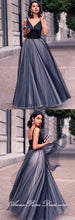 Long Prom Dresses Straps V Neck A Line Floor-length Bowknot Tulle Prom Dress JKL603|Annapromdress