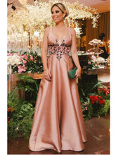 Long Prom Dresses Straps Floor-length Appliques Pink Prom Dress Sexy Evening Dress JKL606