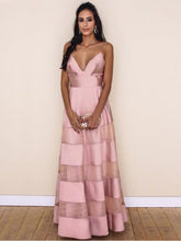 Sexy Prom Dresses A Line Spaghetti Straps Floor-length Lace Pink Chic Prom Dress JKL607