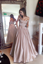 Long Prom Dresses Off-the-shoulder Aline Rhinestone Floor-length Chic Prom Dress JKL608