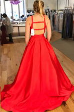 Cheap Prom Dresses A Line Brush Train Halter Red Long Sexy Prom Dress JKL612|Annapromdress