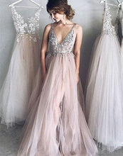 Chic Prom Dresses Spaghetti Straps A Line Floor-length Long Tulle Sexy Prom Dress JKL621