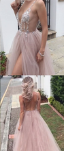 Chic Prom Dresses Spaghetti Straps A Line Floor-length Long Tulle Sexy Prom Dress JKL621