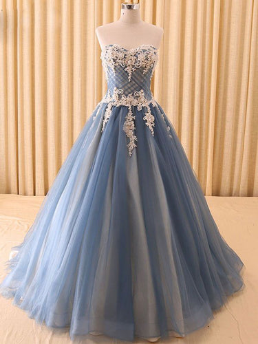 Ball Gown Prom Dresses Sweetheart Floor-length Lace Tulle Beautiful Prom Dress JKL623