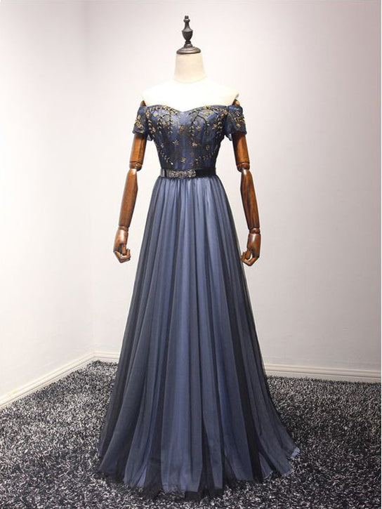Cheap Prom Dresses A Line Floor-length Off-the-shoulder Long Sexy Prom –  Anna PromDress