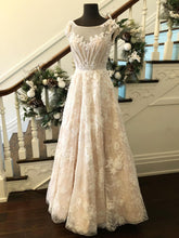 Lace Prom Dresses A-line Scoop Floor-length Beading Ivory Tulle Prom Dress JKL625