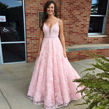 Long Prom Dresses Spaghetti Straps A-line Sweep Train Lace Sexy Prom Dress JKL626|Annapromdress