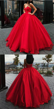 Ball Gown Prom Dresses Floor-length Sweetheart Lace-up Red Sexy Long Big Prom Dress JKL627