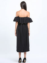 Black Cheap Prom Dresses Off-the-shoulder Tea-length Long Sexy Simple Prom Dress JKL631