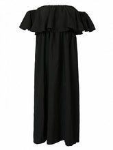 Black Cheap Prom Dresses Off-the-shoulder Tea-length Long Sexy Simple Prom Dress JKL631