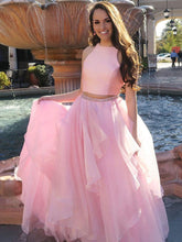 Two Piece Prom Dresses A-line Scoop Floor-length Long Sparkly Chic Prom Dress JKL637|Annapromdress