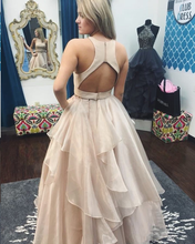 Two Piece Prom Dresses A-line Scoop Floor-length Long Sparkly Chic Prom Dress JKL637|Annapromdress