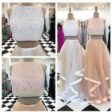 Two Piece Prom Dresses Bateau Aline Floor Length Beautiful Long Prom Dress JKL640