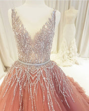 Ball Gown Prom Dresses Straps Sweep Train Rhinestone Sparkly Prom Dress Evening Dress JKL641