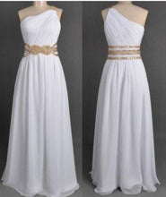 Cheap Prom Dresses One Shoulder Floor-length Long Sexy Simple White Prom Dress JKL642