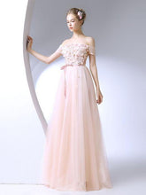 Beautiful Prom Dresses Off-the-shoulder A-line Floor-length Long Simple Prom Dress JKL646