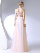 Beautiful Prom Dresses Off-the-shoulder A-line Floor-length Long Simple Prom Dress JKL646