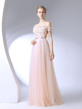 Beautiful Prom Dresses Off-the-shoulder A-line Floor-length Long Simple Prom Dress JKL646