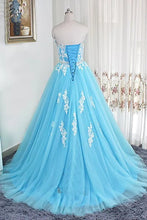 Ball Gown Prom Dresses Sweetheart Short Train Light Sky Blue Long Prom Dress Evening Dress JKL647