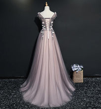 Beautiful Prom Dresses Aline Bateau Appliques Lace-up Long Pink Prom Dress JKL668