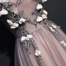 Beautiful Prom Dresses Aline Bateau Appliques Lace-up Long Pink Prom Dress JKL668