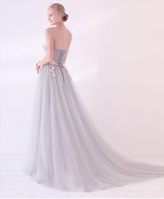 Beautiful Prom Dresses A-line Sweetheart Sweep Train Grey Sexy Long Prom Dress JKL674