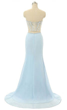 Two Piece Prom Dresses Column Sweetheart Short Train Slit Long Prom Dress Sexy Evening Dress JKL676