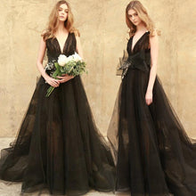 Sexy Prom Dresses Ball Gown Straps Sweep Train Tulle Long Black Prom Dress Chic Evening Dress JKL678