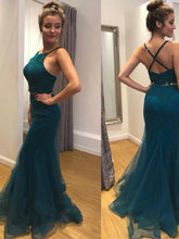 Two Piece Mermaid Prom Dresses Halter Floor-length Lace Long Sexy Prom Dress JKL685