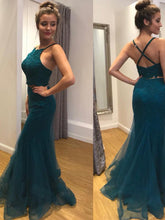 Two Piece Mermaid Prom Dresses Halter Floor-length Lace Long Sexy Prom Dress JKL685