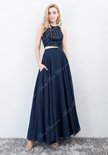 Two Piece Prom Dresses Scoop Lace Long Simple Burgundy Prom Dress Sexy Evening Dress JKL696