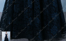 Long Prom Dresses Straps Floor-length Lace Long Dark Navy Prom Dress Sexy Evening Dress JKL698