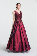 Sexy Prom Dresses V-neck Floor-length Burgundy Beading Prom Dress Sexy Evening Dress JKL699