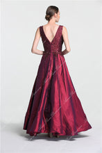 Sexy Prom Dresses V-neck Floor-length Burgundy Beading Prom Dress Sexy Evening Dress JKL699