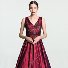 Sexy Prom Dresses V-neck Floor-length Burgundy Beading Prom Dress Sexy Evening Dress JKL699