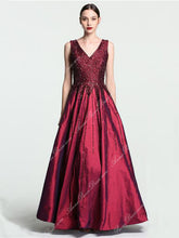 Sexy Prom Dresses V-neck Floor-length Burgundy Beading Prom Dress Sexy Evening Dress JKL699