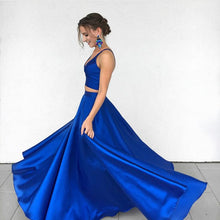 Two Piece Prom Dresses Spaghetti Straps Floor-length Simple Long Prom Dress Cheap Evening Dress JKL702